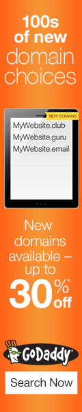 New Domains now available from GoDaddy! Get your .GURU, .UNO, .LUXURY and more! - 120 x 600