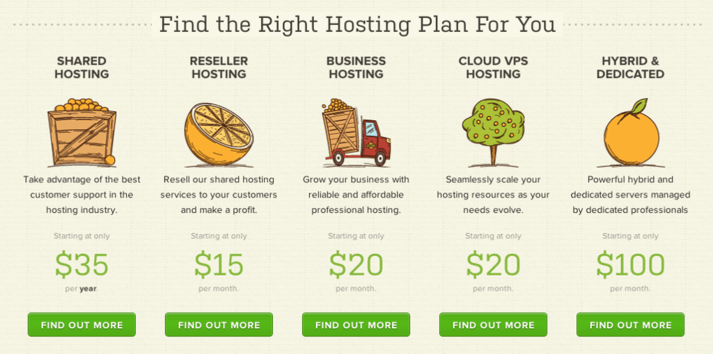 A Small Orange - Types of Hosting Plans