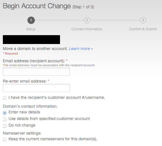 account change enter email address of recipient