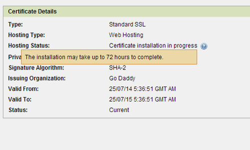 ssl installation in progress