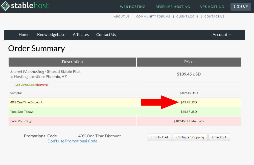 stablehost coupon screenshot