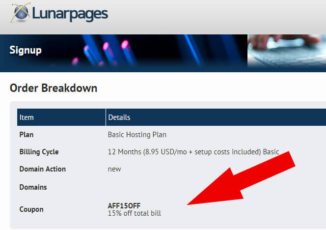 lunarpages 15 percent off hosting