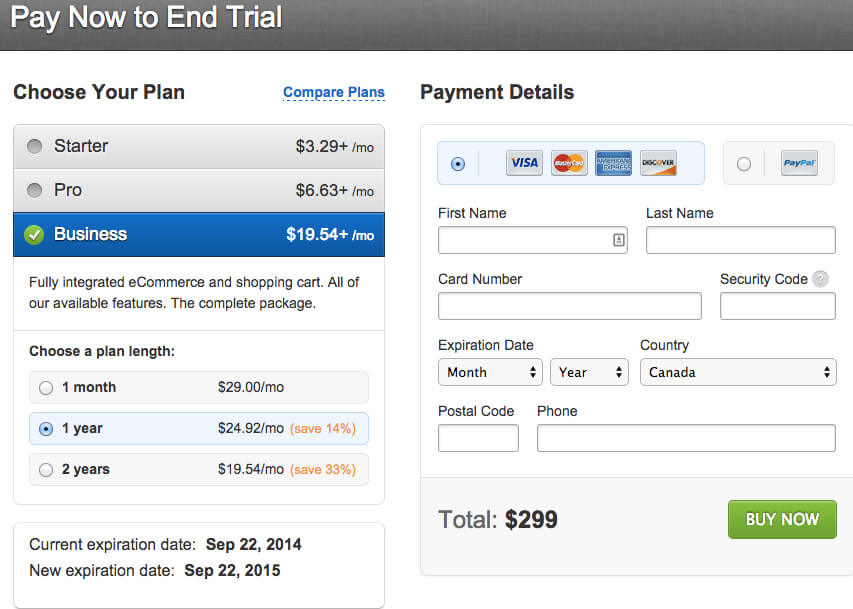 weebly checkout form